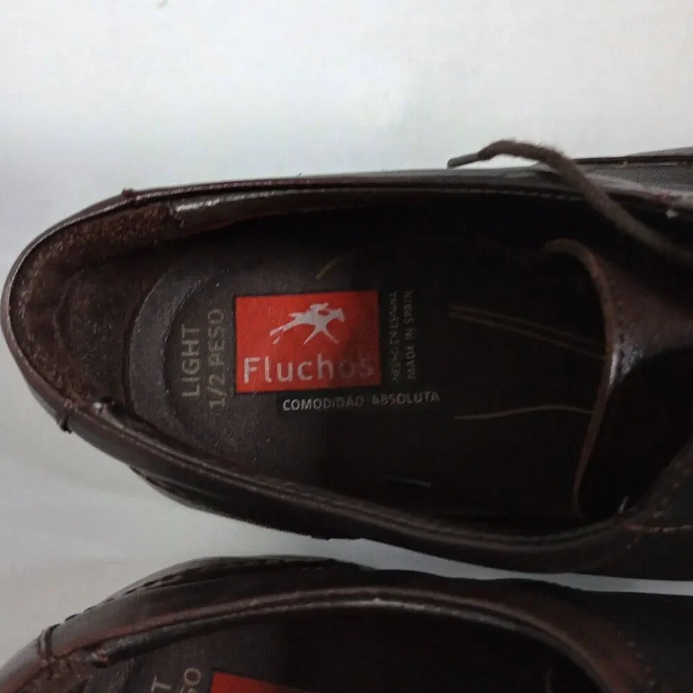 Fluchos Brown Leather Lace Up Oxford Casual Walking Comfort Shoes 44 Mens Spain